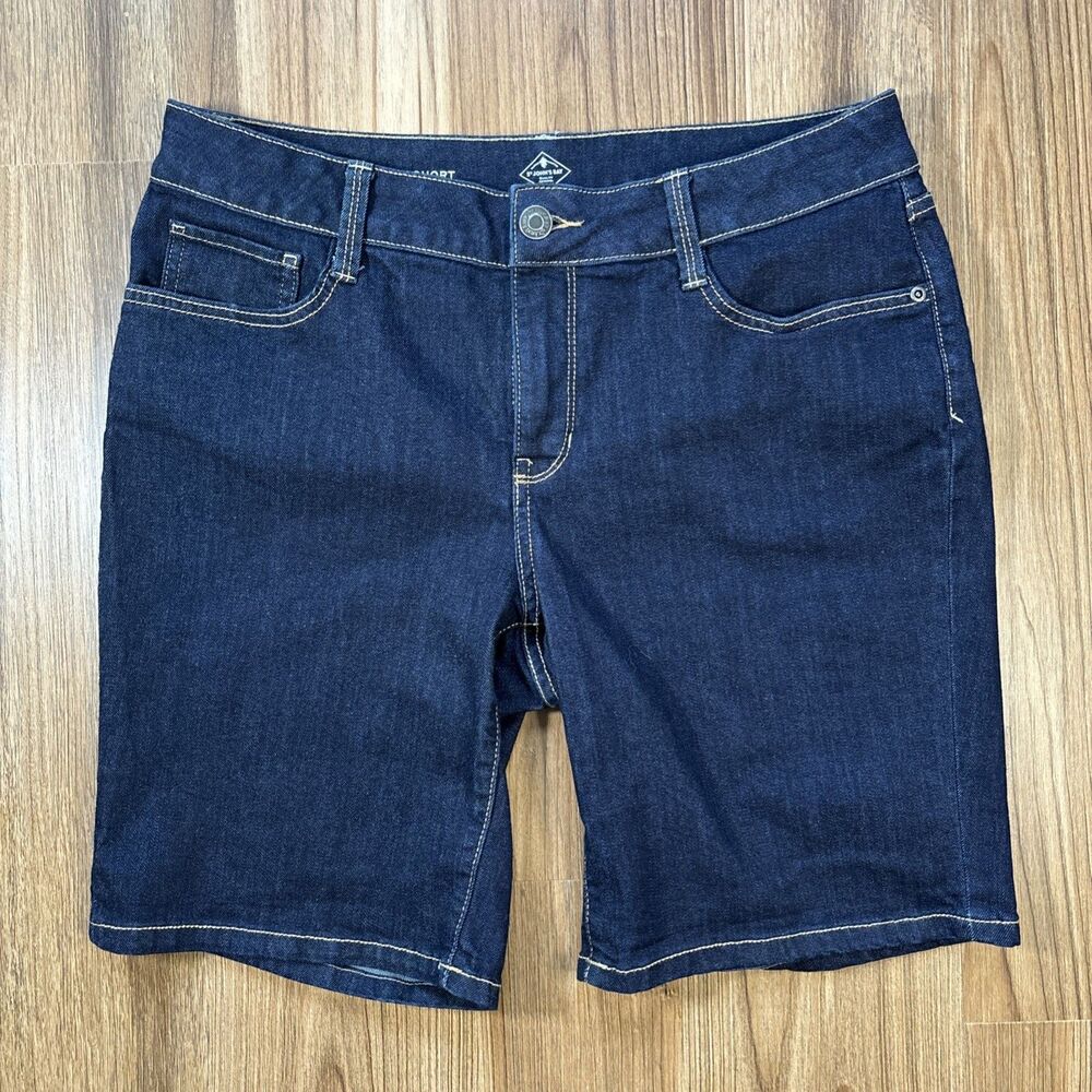 St Johns Bay Dark Blue Denim Jean Shorts (Women’s 12P) Pockets, Stretch